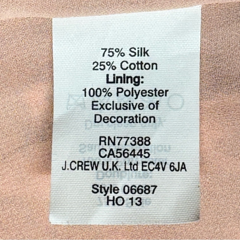 J. Crew Lace Trim Swiss Dot Silk Blouse Sz 16  Pink Sheer Lined Back Button‎ Up - Picture 11 of 12